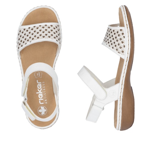 Sandale damă Rieker 65967-80 albe, piele eco, velcro, confort vară - Img 8