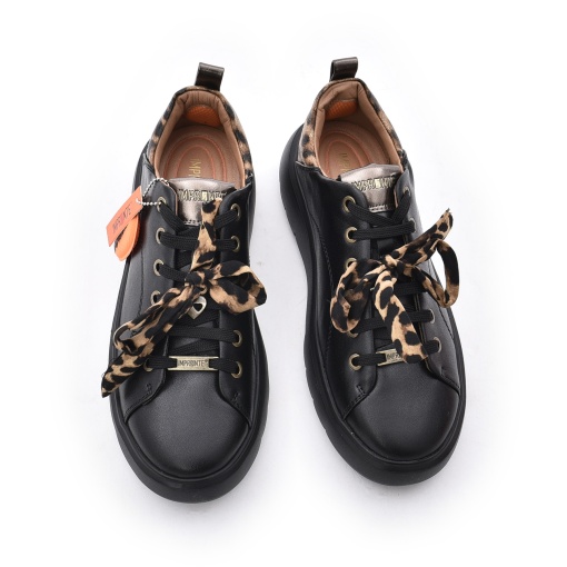Sneakers damă din piele Impronte Venier Derby IL62500A 062, negru leopard — vedere de sus
