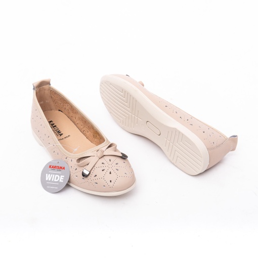 Balerini bej dama wide fit cu perforații și fundiță Karisma 8OWB60016B 03-N - Img 4