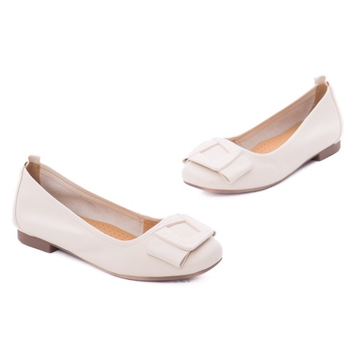 Balerini dama din piele naturala, PASS Collection M4M480012B 52-N, crem - Img 2