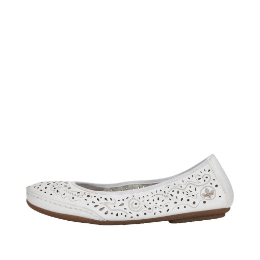 Balerini dama din piele naturala, Rieker 41460-80, alb - Img 6