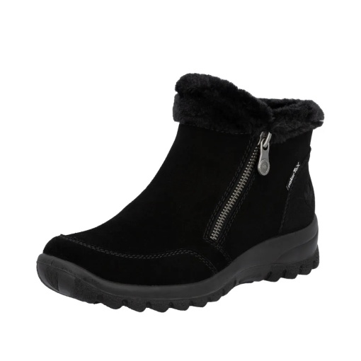 Botine dama din piele intoarsa, Rieker L7188-00, negru - Img 2