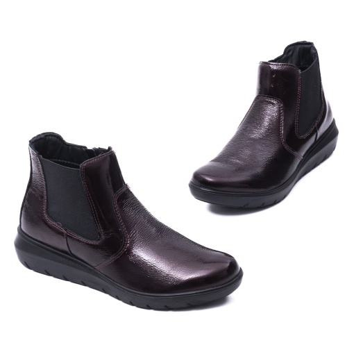 Botine dama din piele naturala lacuita, IMAC, IC856370 23-L, bordo - Img 2