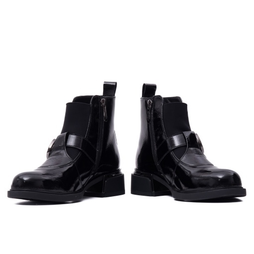 Botine dama din piele naturala lacuita, Karisma 7QXS70015B 01-L, negru - Img 5
