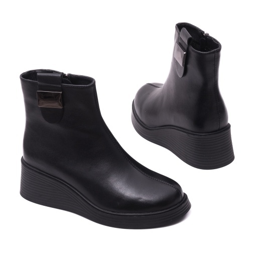 Botine dama din piele naturala, PASS Collection, 1WB90001A 01-N, negru - Img 4