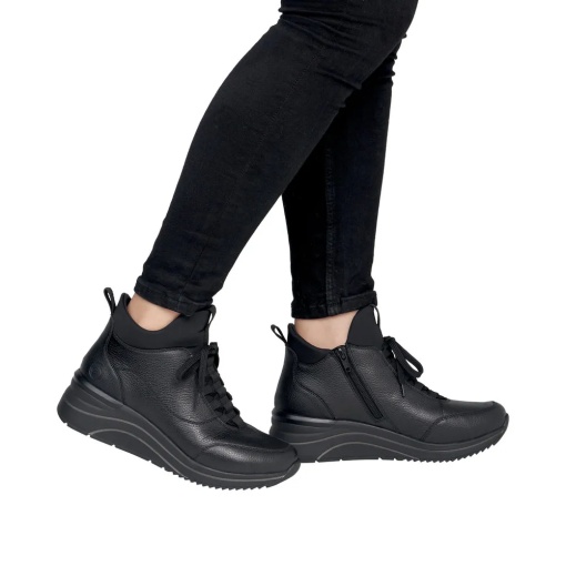 Botine dama din piele naturala, Remonte D0T81-00, negru - Img 2