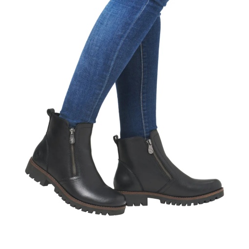 Botine dama din piele naturala, Rieker 78556-00, negru - Img 10