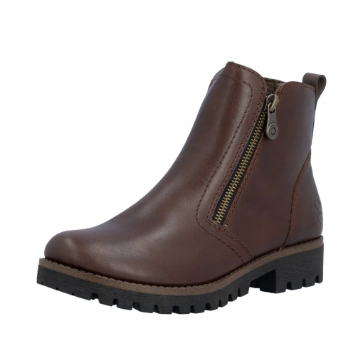 Botine dama din piele naturala, Rieker 78556-28, maro