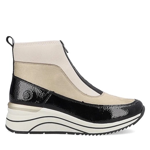 Botine dama piele, D0T71-60 crem/negru - Img 2