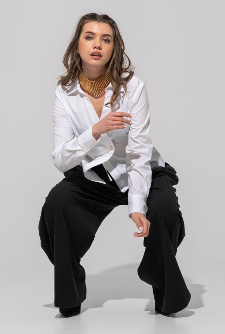 Camasa din poplin ce urmareste talia si defineste silueta ANDRIA Hermosa, alb - Img 9