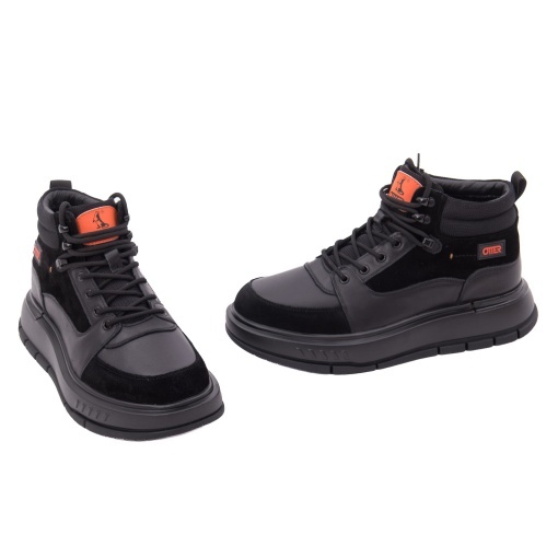 Ghete barbati din piele naturala, Otter 1E690018A 01-N, negru - Img 2