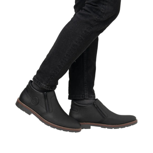 Ghete barbati din piele naturala, Rieker 15399-00, negru - Img 2