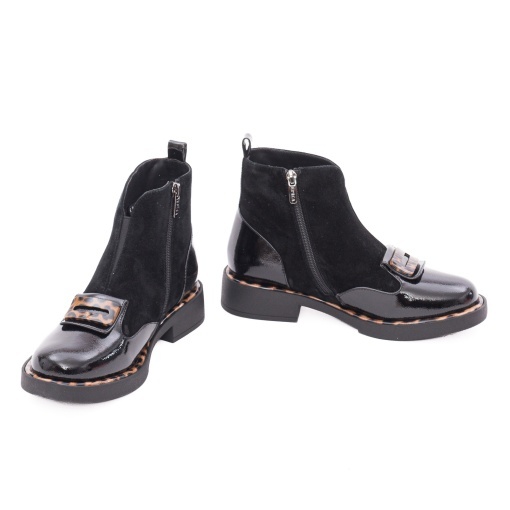 Ghete dama din piele intoarsa, Epica 3A206-M121B-G575A O7-I, negru print - Img 3