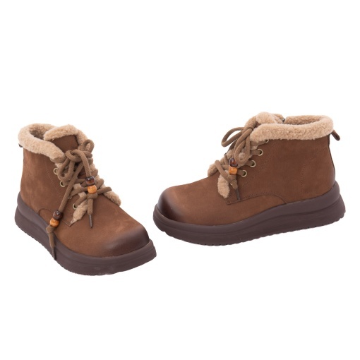 Ghete dama din piele naturala nabuc, Feeling 15208, maro kaki - Img 2