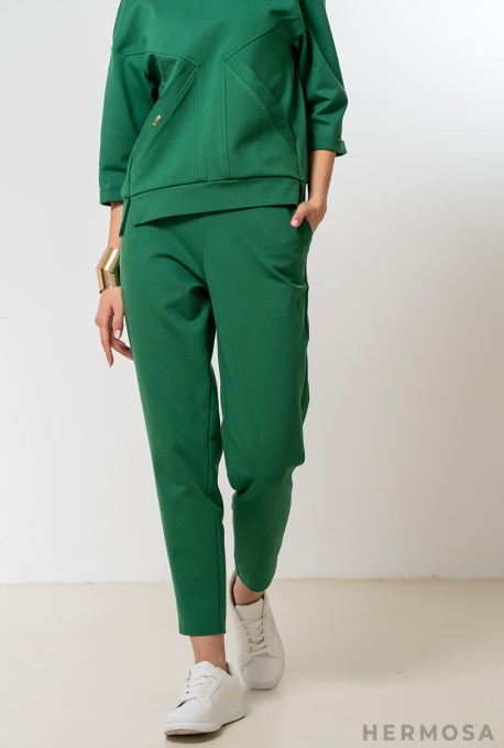 Pantaloni de Trening Adelyn din Tricot Verde - Img 8