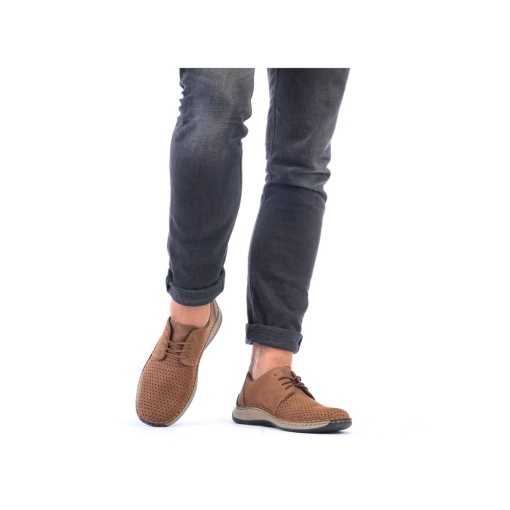 Pantofi barbati casual, piele naturala nabuc, 05226-24, maro - Img 11