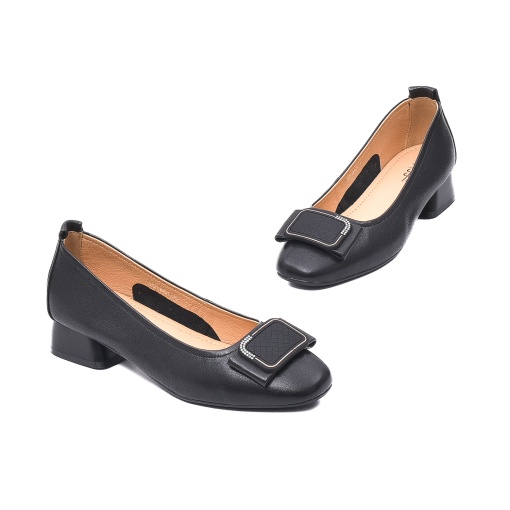 Pantofi cu toc mic din piele 7MJH50006B 01-N - Img 2