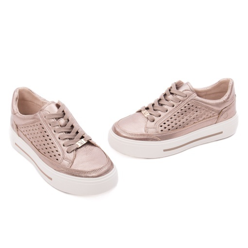 Pantofi dama casual din piele naturala, Caprice, 9-23719-44 341 TAUPE METALLIC, taupe - Img 2