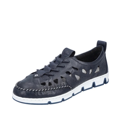 Pantofi dama de vara din piele naturala, Rieker 49956-14, bleumarin - Img 2