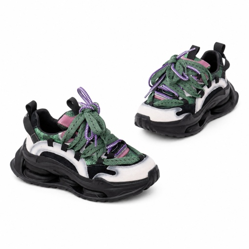 Pantofi dama sport din piele intoarsa PASS Collection 3OLY80003A 15-I, multicolor - Img 2