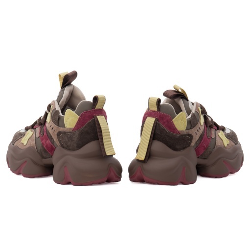 Pantofi dama sport din piele mix, Feeling, 3703, kaki multicolor - Img 6