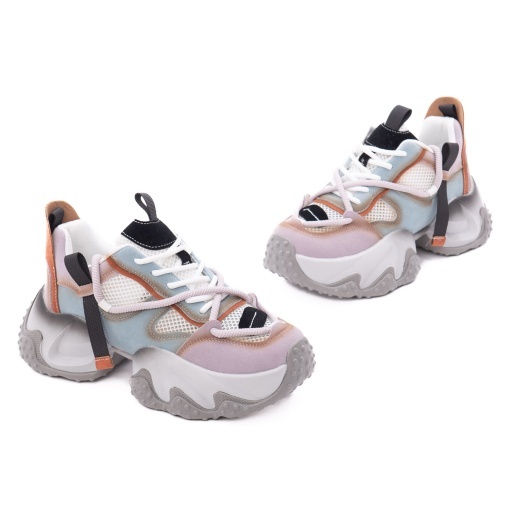 Pantofi dama sport din piele mix Feeling 5022, mov - Img 2