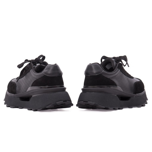 Pantofi dama sport din piele mix, Feeling, 68102, negru - Img 6