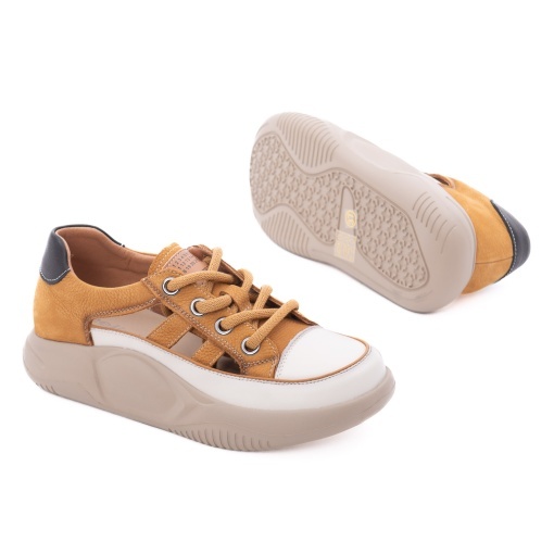 Pantofi dama sport din piele naturala, Feeling, 68883 maro - Img 4