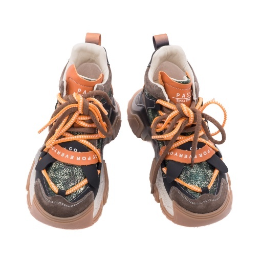 Pantofi dama sport din piele naturala intoarsa, PASS Collection, 1LY90001B H6-I, maro diverse - Img 4