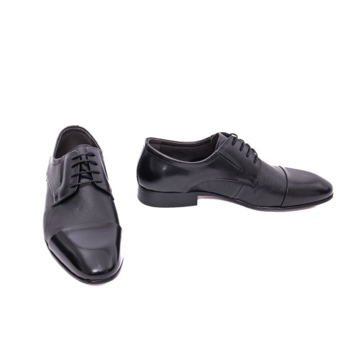 Pantofi eleganți bărbați Caribu 3MKD1-16-4A 01-N negru piele naturală cap-toe texturat - Img 4