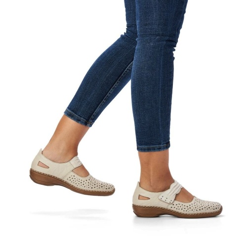 Pantofi slip-on Rieker de damă cu model perforat 41399-60 - Img 2