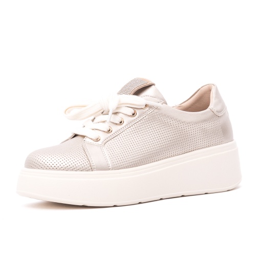 Pantofi sport damă bej cu platformă – piele perforată Pass Collection W1W160011B 12-N