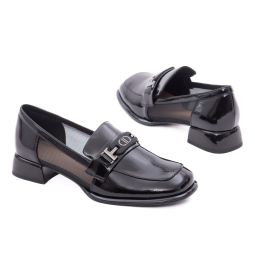 Pantofi vara dama din piele naturala lacuita, Epica V723A149-641D-N377 01-Z, negru - Img 3