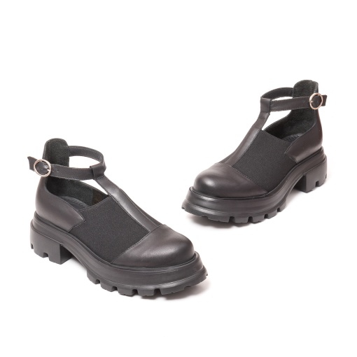 Pantofi vara tip botina, piele naturala 038, Negru - Img 2