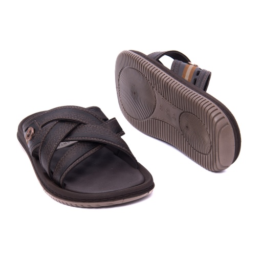 Papuci barbati din piele eco, Cartago, 9B12317-BF014 FIJI ESSENCIAL SLIDE A, maro - Img 4