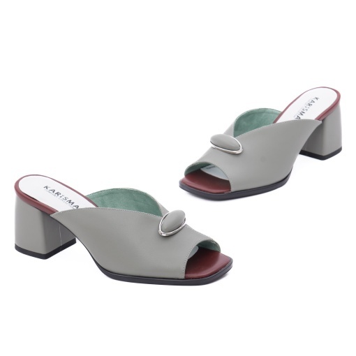 Papuci dama din piele naturala, Karisma 7QXS80007C 06-N, verde - Img 2