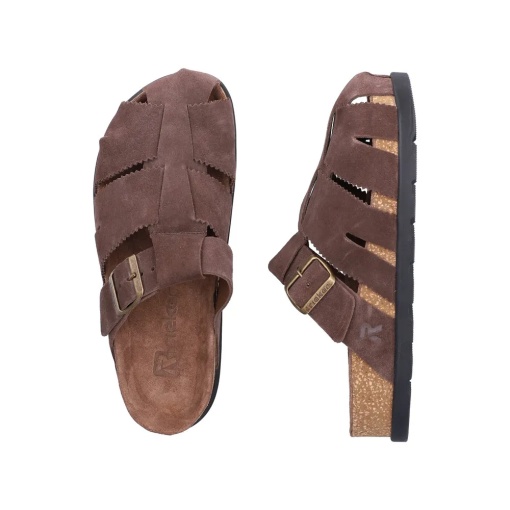 Papuci dama din piele naturala nabuc, Rieker V3164-25, maro - Img 10
