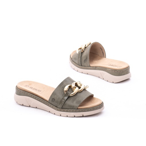 Papuci dama din piele naturala, Suave SU12543T MOSTAR 40-N, kaki - Img 3