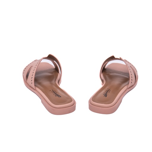 Papuci damă roz pudrat piele naturală Pass Collection 7QXS60029D 10-N, perforații, slip-on - Img 5