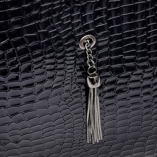 Poseta dama, piele naturala lacuita, M271, bleumarin croco - Img 2