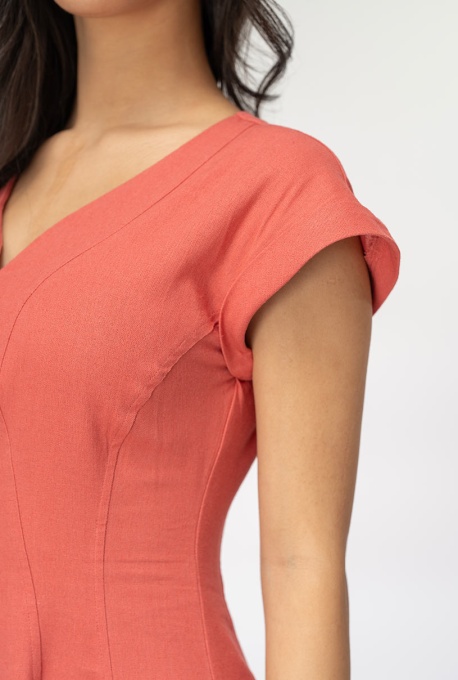 Rochie de in uni cu croi amplu YANIRA, Hermosa, caramiziu - Img 2