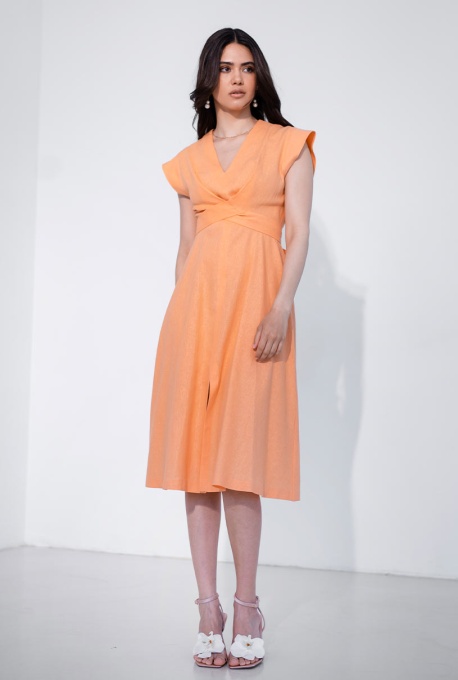 Rochie Talia somon – eleganță și rafinament din in și vâscoză - Img 7