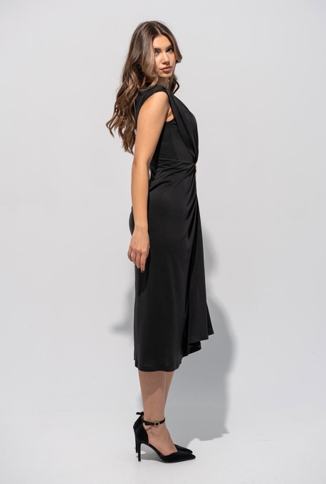 Rochie uni din modal cu un croi conic YLENIA Hermosa, negru - Img 5