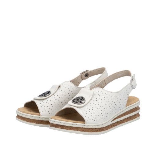 Sandale dama casual, Rieker, piele naturala, 62902-80, alb - Img 3