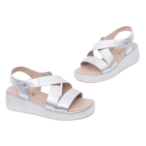 Sandale dama din piele naturala, Caprice, 9-28305-44 920 SILVER METAL, argintiu - Img 2