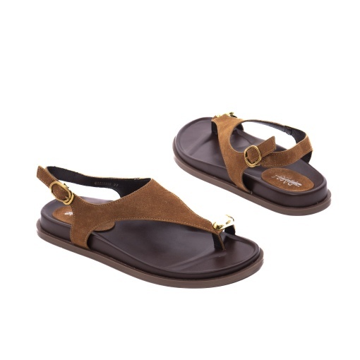 Sandale dama din piele naturala intoarsa, PASS Collection AGQS80001C 02-I, maro - Img 3