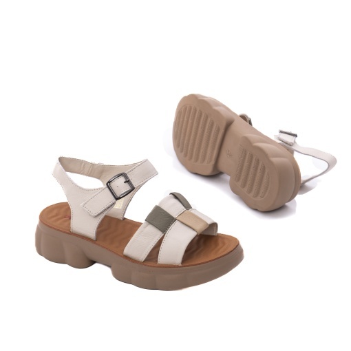 Sandale dama din piele naturala, PASS Collection J9J980009B 52-N, crem - Img 4