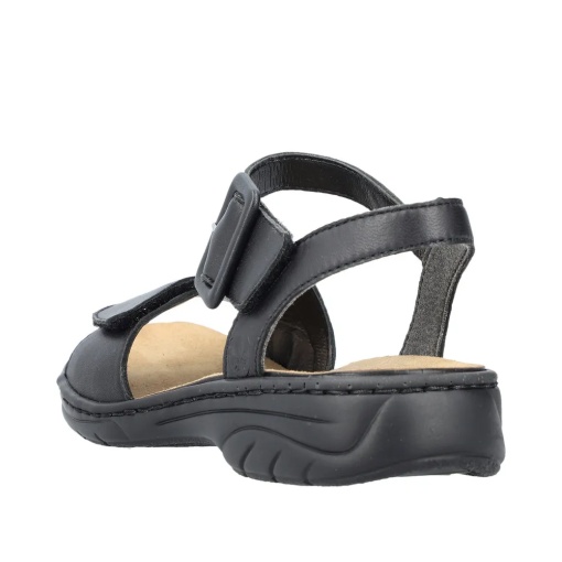 Sandale dama din piele naturala, Rieker 64561-00, negru - Img 3