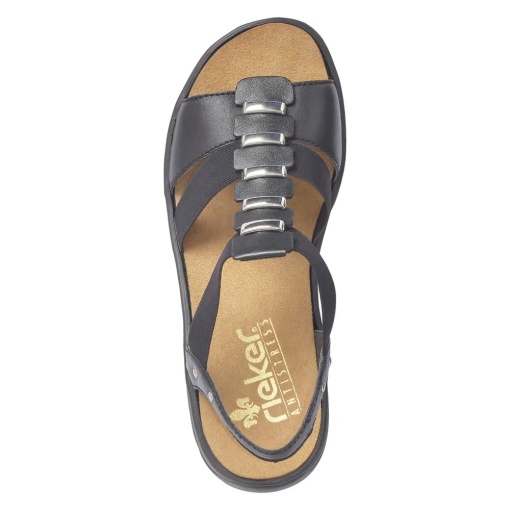 Sandale dama din piele naturala, Rieker 64580-00, negru - Img 5