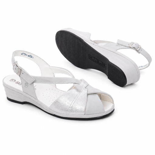 Sandale dama din piele naturala, Suave SU0012T NICE 50-N, gri deschis - Img 4